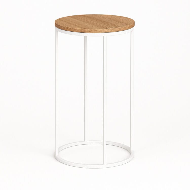 STOLIK ROUNDI COCKTAIL WHITE WOOD