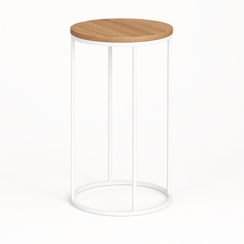 STOLIK ROUNDI COCKTAIL WHITE WOOD